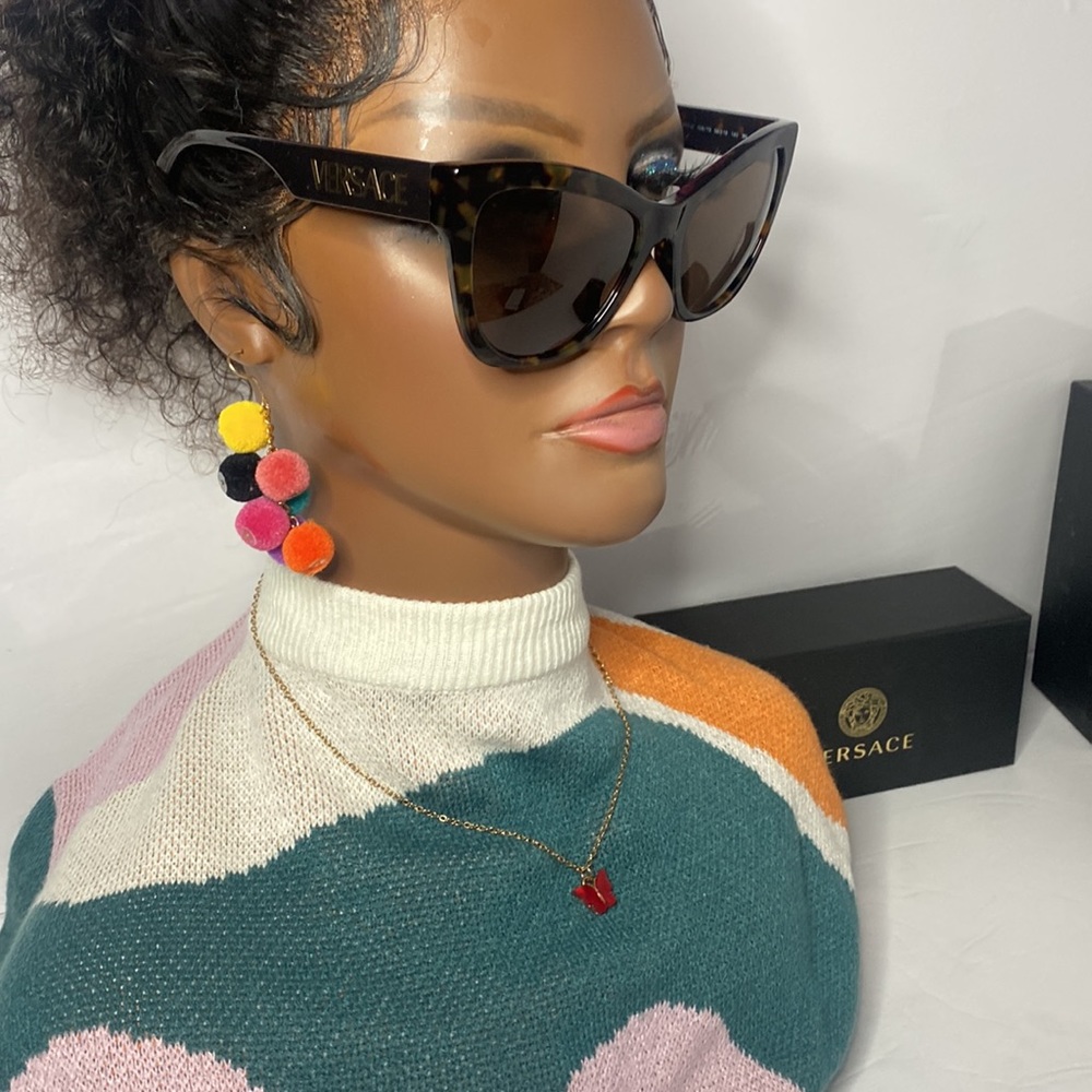 VERSACE Dark Brown Cat Eye Ladies Sunglasses VE4417U 108/73 56
